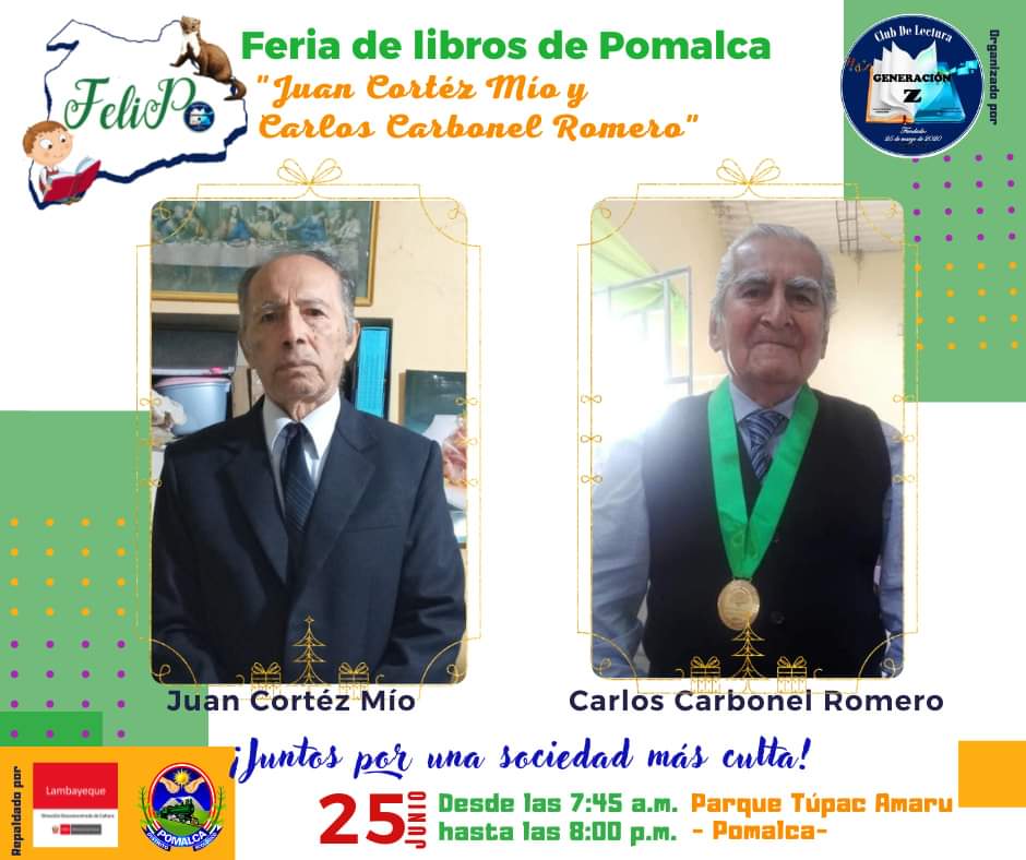 Este sábado 25 se desarrollará en Pomalca la Primera Feria del Libro-FELIPO, con presencia de escritores de toda la región